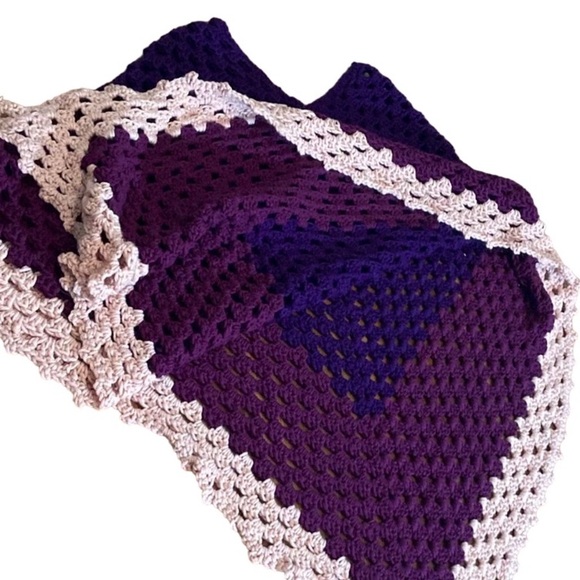Crochet poncho handmade purple - Picture 2 of 8